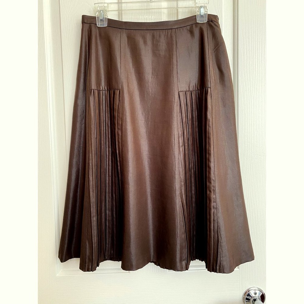 Zenobia Pleated Skirt, With Lining, Brown, Size 12